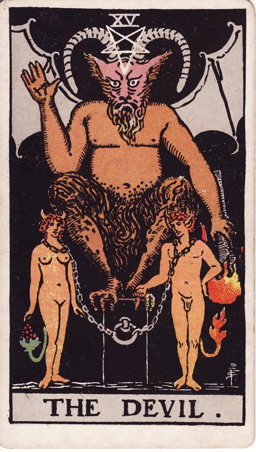 惡魔(The Devil)偉特塔羅牌面